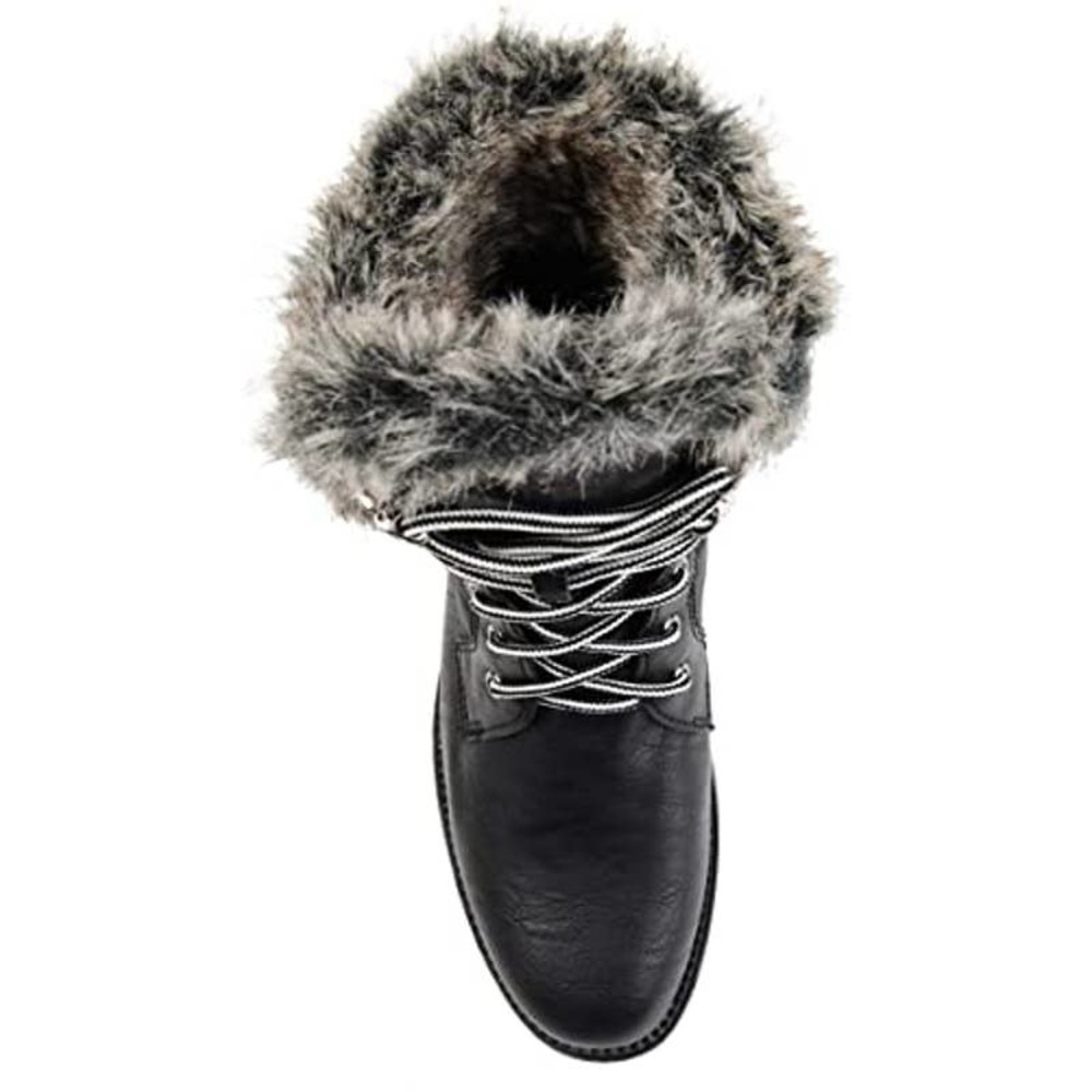 Brinley Co. Womens Lined Lace-up Snow Boot Black, 8.5 Regular US